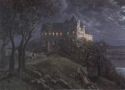 Oehme, Ernst Ferdinand Burg Scharfenberg by Night oil on canvas